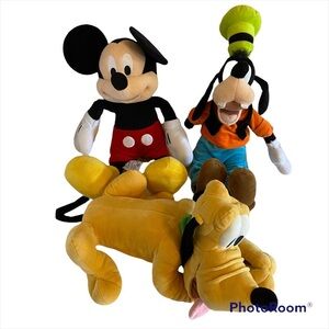 Disney Collection Plush Mickey Goofy Pluto Lot of 3 Stuffed Animals